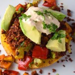 Vegetarian Tostada with Chipotle Cream