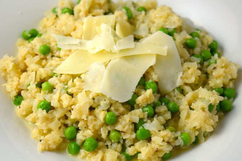 Riced Cauliflower Risotto With Peas - Chef Times Two